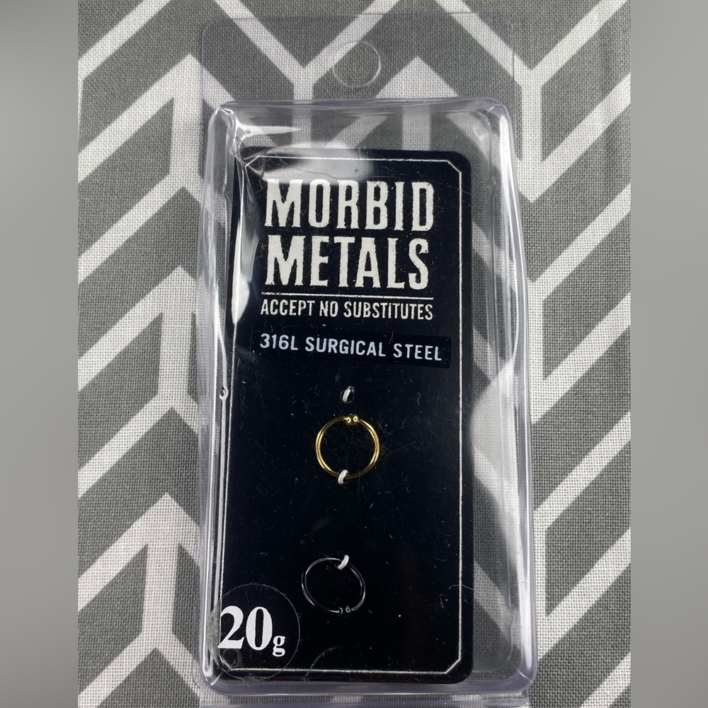 Morbid Metals - Nose Septum Hoop - Surgical Steel - Gold Black - 3 Pack - 20g